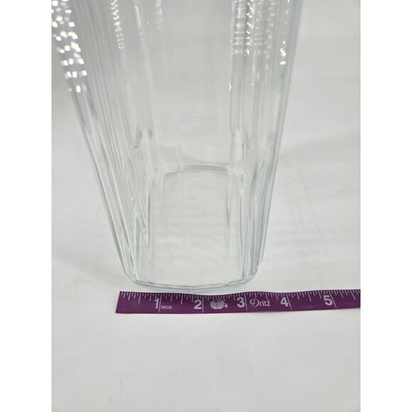 Vintage ARC France Ribbed Glass Pitcher W/ White Lid 2 Qt Retro Refrigerator Jug - Picture 11 of 11